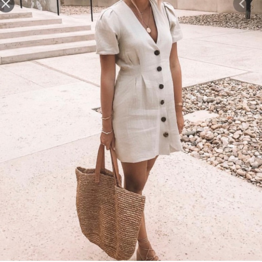 Zara linen beige dress
